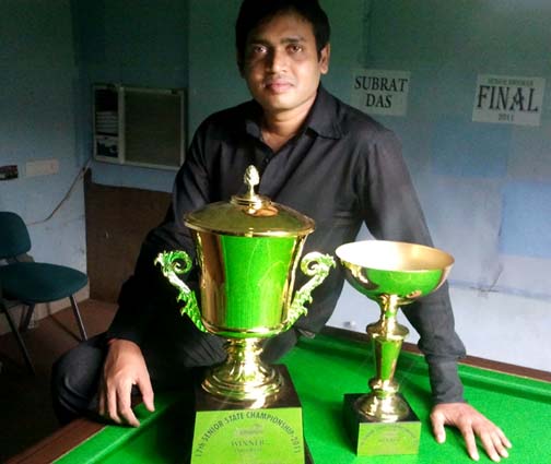 State senior billiards and snooker champion Subrat Das in Bhubaneswar on June 26, 2011.