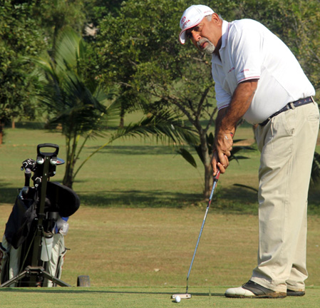 Sunil Taneja in action at the BGC Corporate Golf Tournament in Bhubaneswar on Nov 19, 2011.