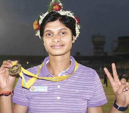 Odisha woman sprinter Srabani Nanda at Barabati Stadium, Cuttack on December 30, 2011.