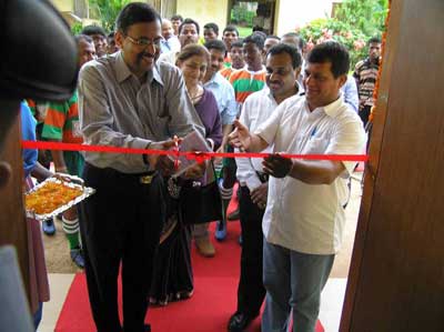 Exim Bank CMD Subramanian inaugurates a gymnasium at the KISS School in Bhubaneswar on August 2, 2008.