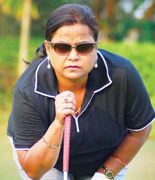 Lady golfer Lakhi Swain at the BGC Course in Bhubaneswar on March 23, 2012.