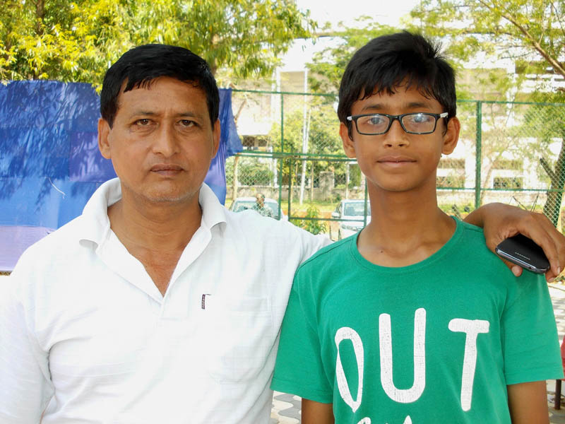 Odisha tennis player Pratyush Chhotray with his father Debabrata Chhotray in Bhubaneswar on March 6, 2014.