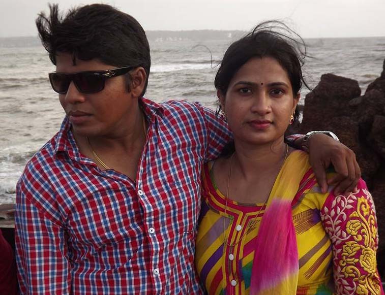 Subit Biswal, one of leading all-rounders of Cricket Odisha, with his beautiful wife at an unknown place and unknown date. <b>Uploaded on June 29, 2014.</b>