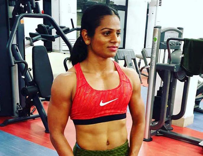 Rare photo of Odisha sprint star Dutee Chand posing in with modern fitness machines.