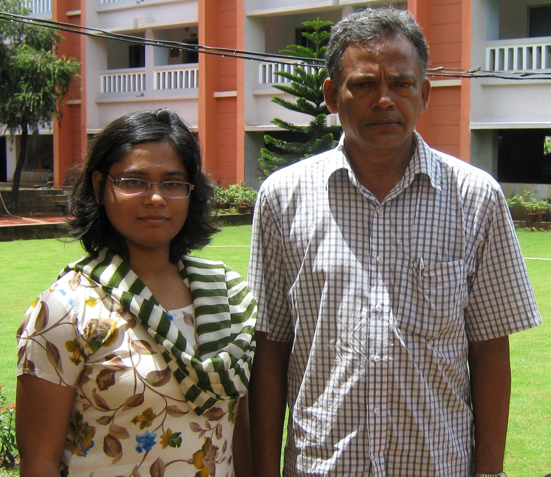 Orissa chess international Kiran Manisha Mohanty with her father Kishore Mohanty in Bhubaneswar on September 10, 2008.