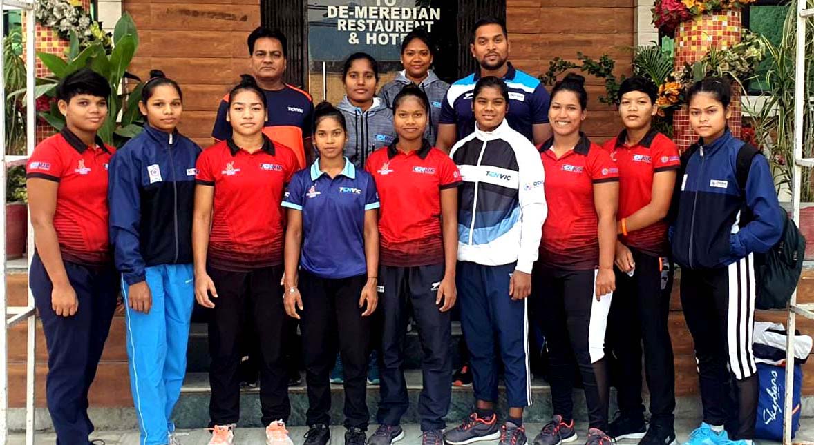Lifters and coaches of Odisha Weightlifting HPC at the Khelo India Women National Ranking Weightlifting Tournament (Phase-2) in Modinagar, Ghaziabad, Uttar Pradesh on 26 October 2022.