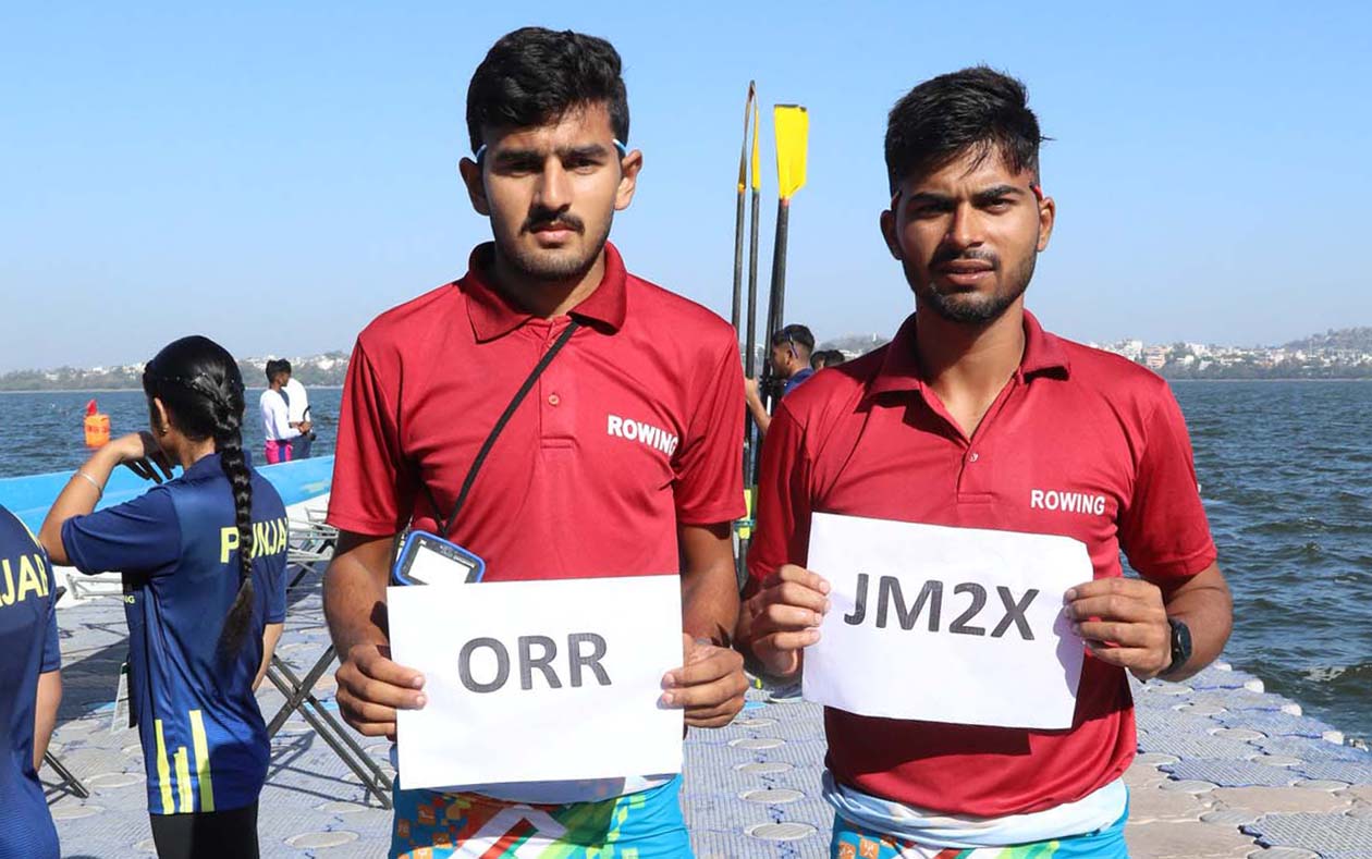 Odisha rowers Rahul Rathore (Lef) and Sourabh Joshi at the 4th Khelo India Youth Games in Bhopal on 7 February 2023.