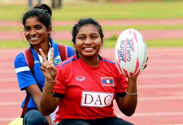 Undated file picture of Odisha women rugby internationals Hupi Majhi (Left) and Sanjukta Munda.