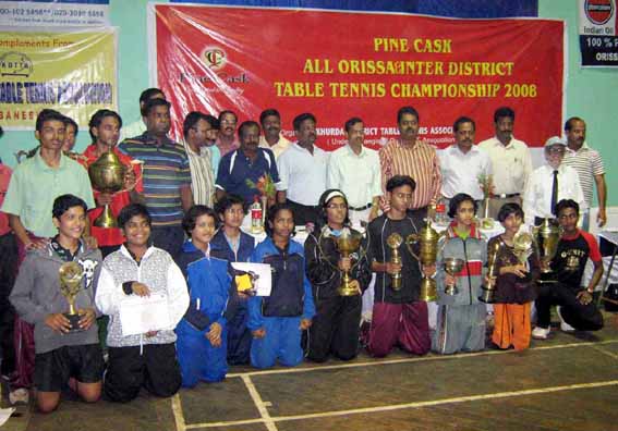 Prize winners and guests of the State table tennis championship in Bhubaneswar on Nov 2, 2008