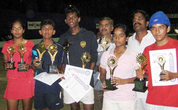 Title winners of the 10th All-Orissa Nalco Open Tennis Tournament in Bhubaneswar on Dec 14, 2008.
