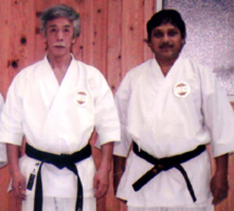 Orissa karate exponent S S Harichandan with shito-ryu keishin-kai style founder Yoshimi Inoue in Japan in January 2009