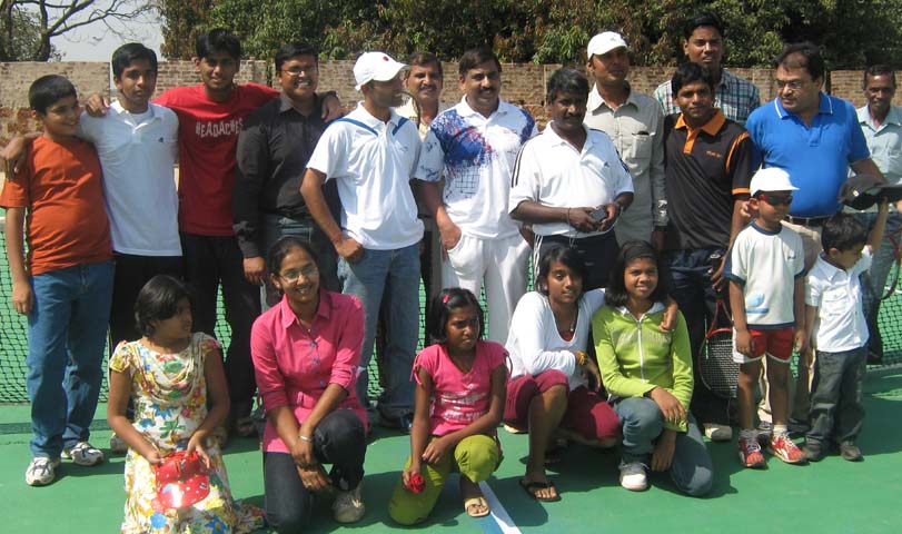 Guests and players at the launching function of Acebase Tennis Resort at Naharakanta in Bhubaneswar on Feb 22, 2009.