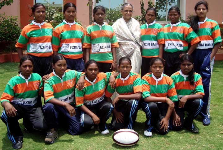 KISS team for the first National Women`s Rugby 7s Championship poses in Bhubaneswar on <b>May 18, 2009.