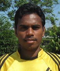 Orissa footballer <b>Santosh Tudu</b> in Bhubaneswar on <b>Oct 12, 2009.