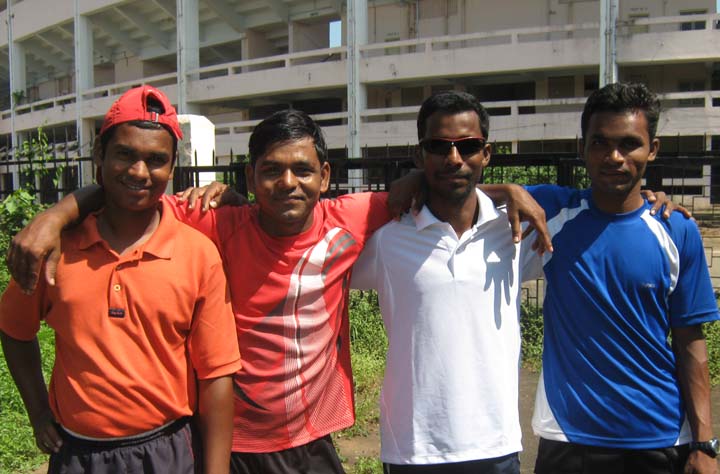 Tennis coaches Uttam Swain, Siba Parida, Santosh Mallik and Jayesh Mangela in Bhubaneswar on <b>Oct 12, 2009.