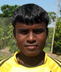 Orissa footballer <b>Anntu Murmu </b>in Bhubaneswar on <b>Oct 12, 2009.