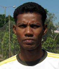 Orissa footballer <b>Chitta Ranjan Behera </b>in Bhubaneswar on <b>Oct 12, 2009.