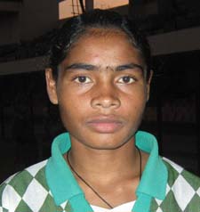 Orissa woman football international <b>Jabamani Soren</b> in Bhubaneswar on <b>Oct 26, 2009.