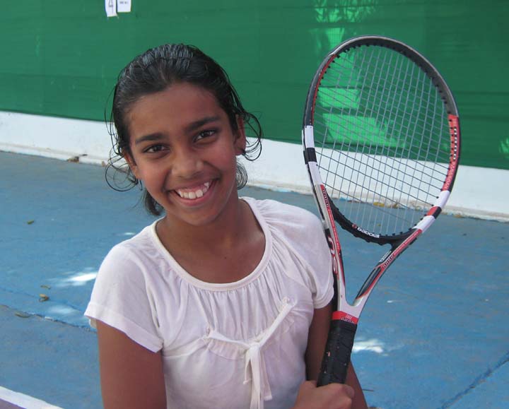 Orissa tennis player <b>Tamanna Pattnaik </b>at the AITA Talent Series Tennis Tournament in Bhubaneswar on <b>Nov 11, 2009.