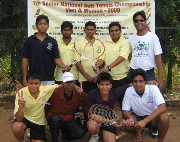 Members of Delhi men`s team after finishing runners-up in the team event of the 7th Senior National Soft Tennis Championship in Bhubaneswar on <b>Nov 16, 2009