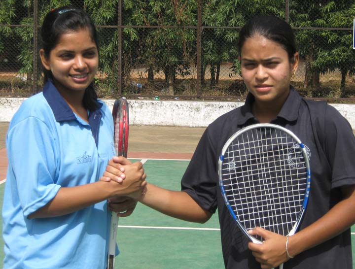 Taruka Srivastav (Left) and Samia Rizvi of UP celebrate after winning the women`s double crown at the 7th Senior National Soft Tennis Championship in Bhubaneswar on <b>Nov 18, 2009.