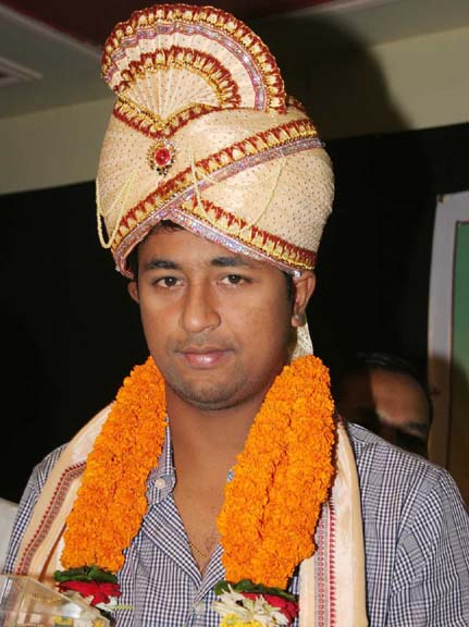 India spinner Pragyan Ojha at a felicitation function in Bhubaneswar in 2009.